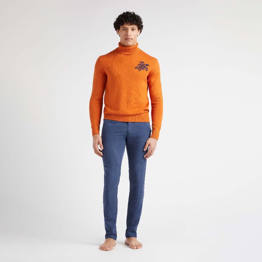 vilebrequin Pull col roulé en coton et cachemire homme uni