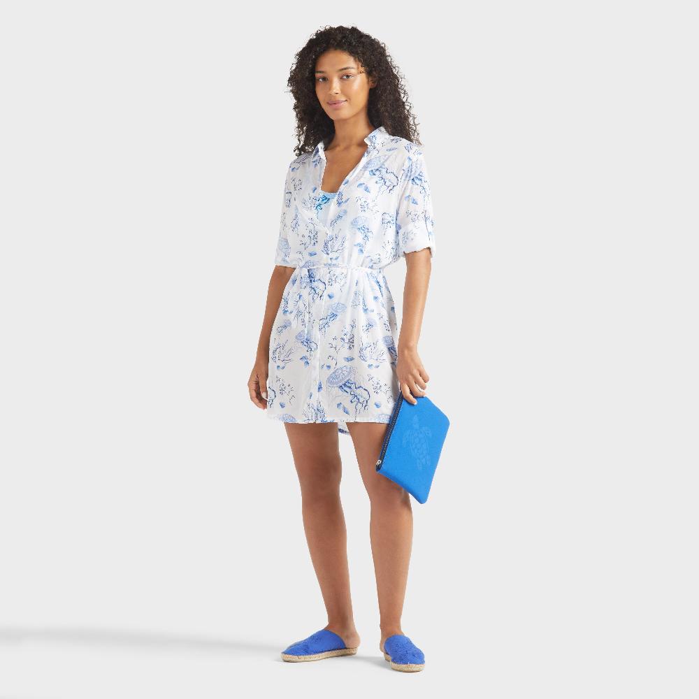 Vilebrequin Robe Chemise En Viscose Femme Medusa And Shells