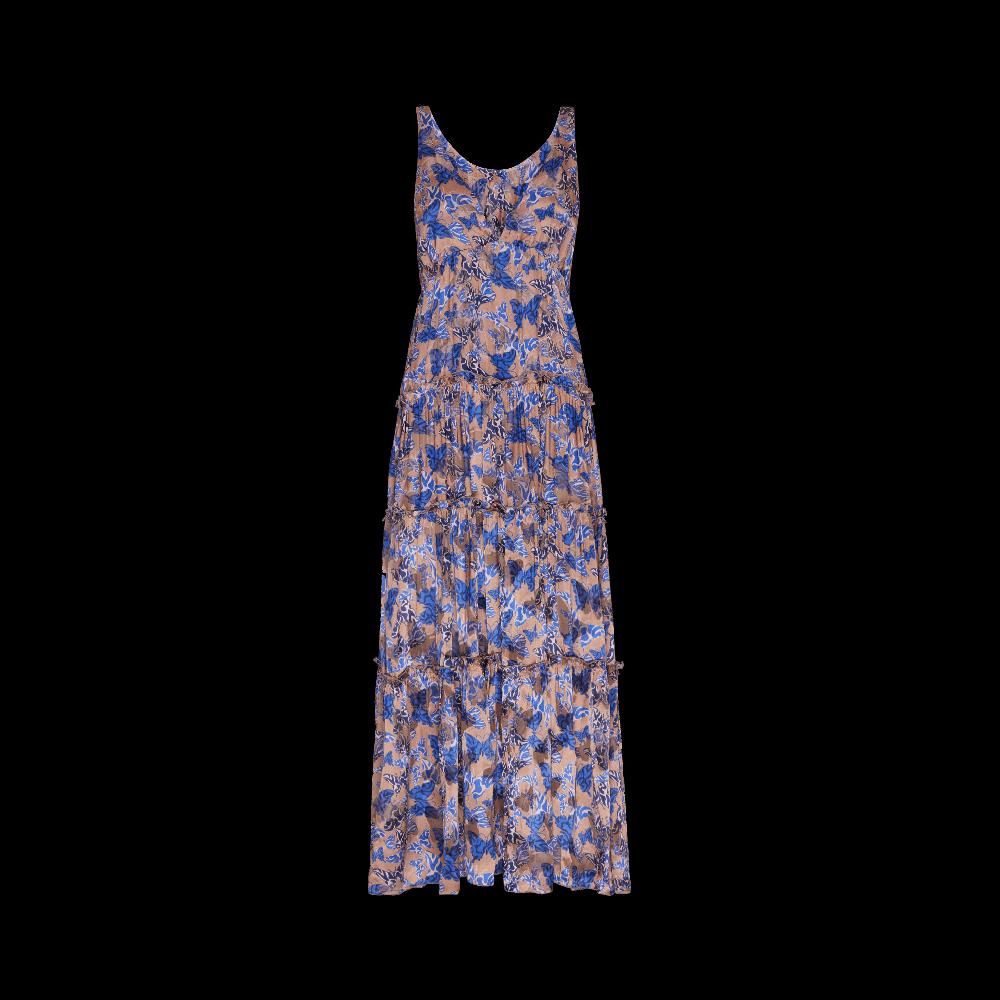 Vilebrequin Robe Longue En Viscose Et Soie Femme Disco Butterfly