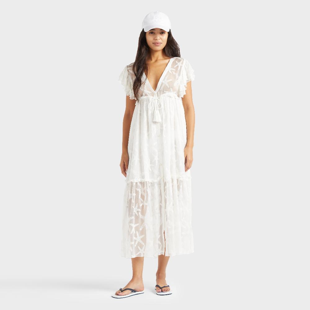 Vilebrequin Robe Longue Transparente En Soie Femme Starfish