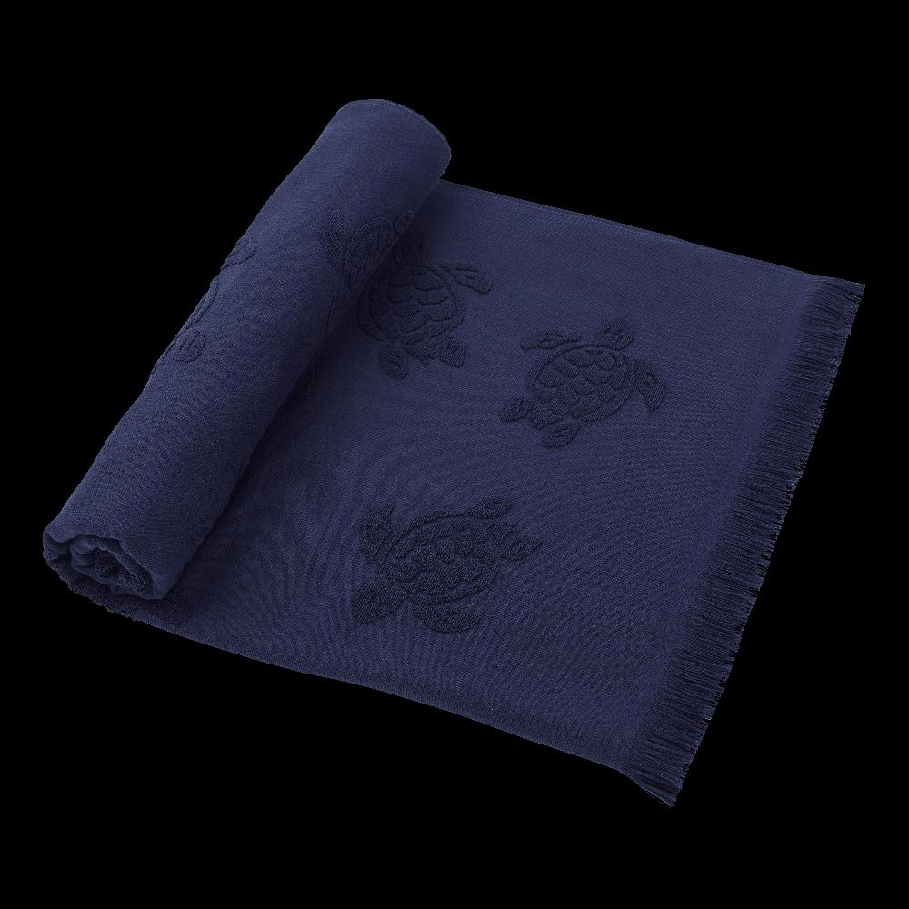 vilebrequin Serviette de plage fouta unie en coton organique jacquard tortues