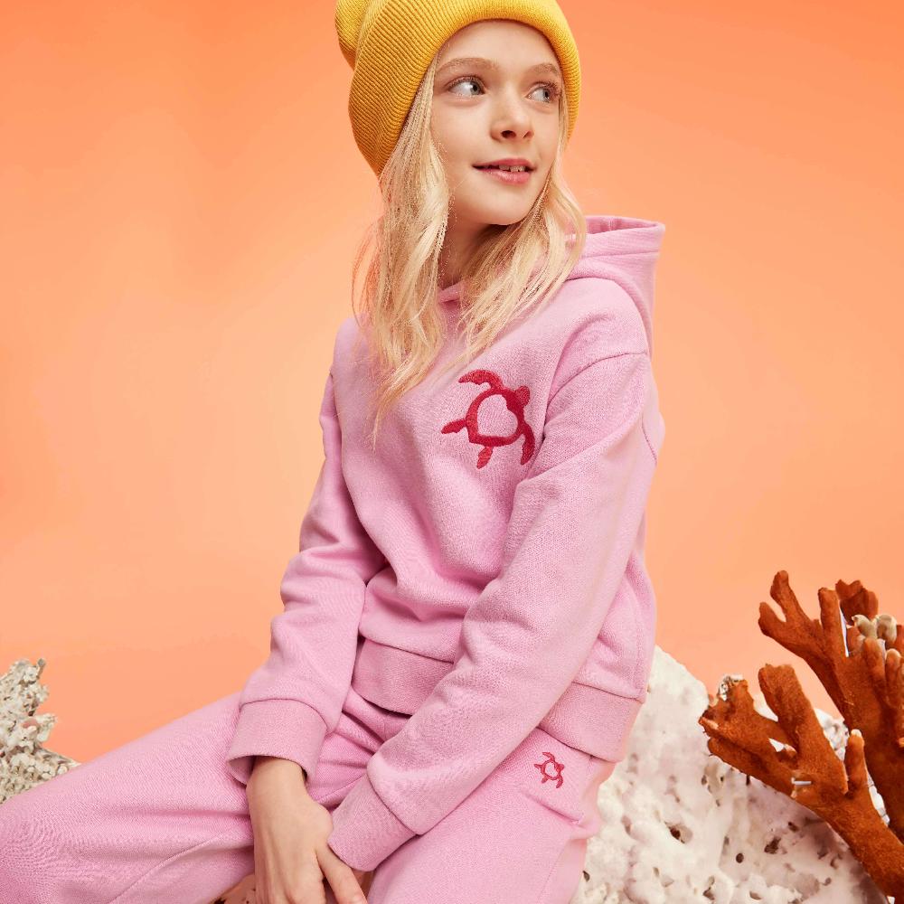 vilebrequin Sweat à capuche fille en coton organique Turtle Heart Tahiti