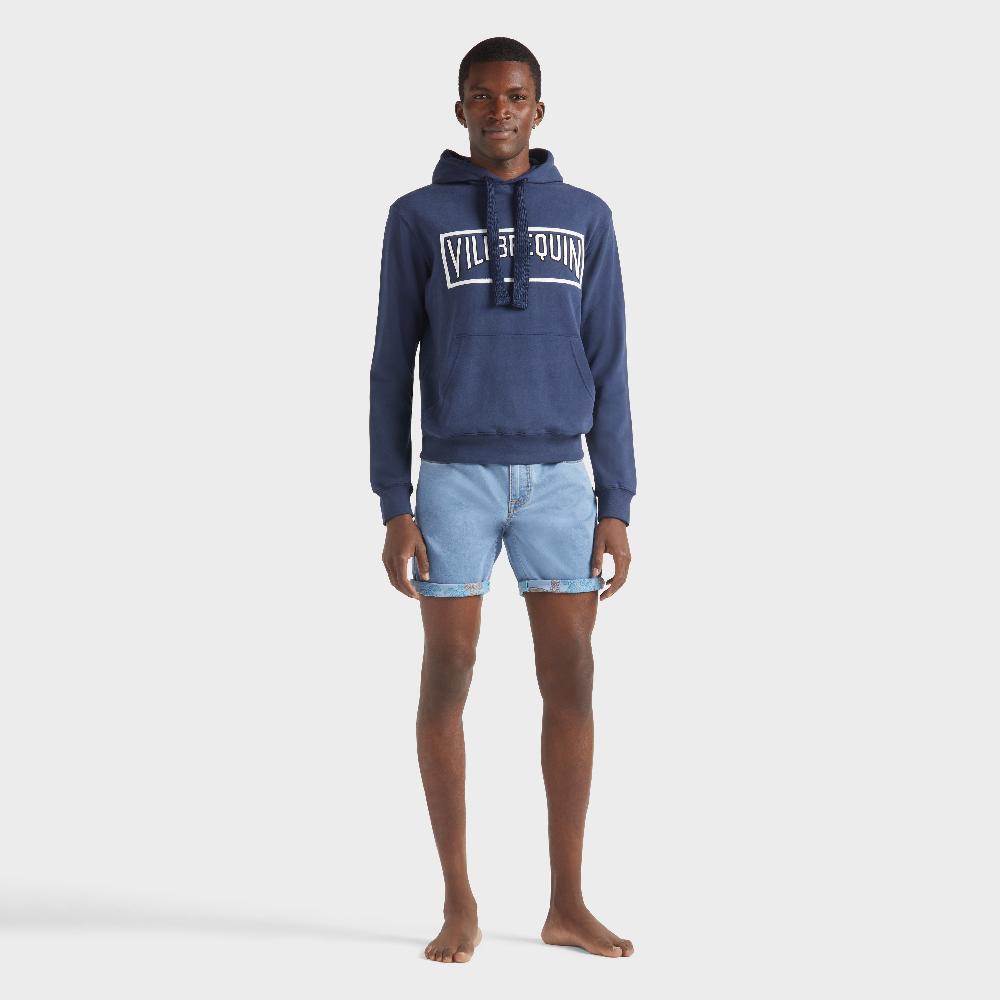 vilebrequin Sweat à capuche logo surpiqué en coton homme uni