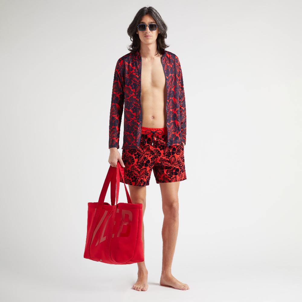 Vilebrequin T-shirt Anti-UV Manches Longues à Fermeture éclair Homme Zip Flowers