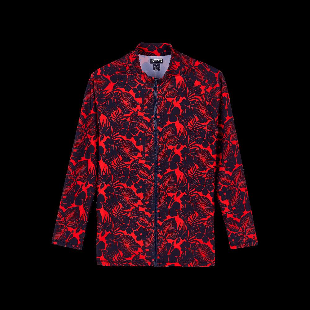 Vilebrequin T-shirt Anti-UV Manches Longues à Fermeture éclair Homme Zip Flowers