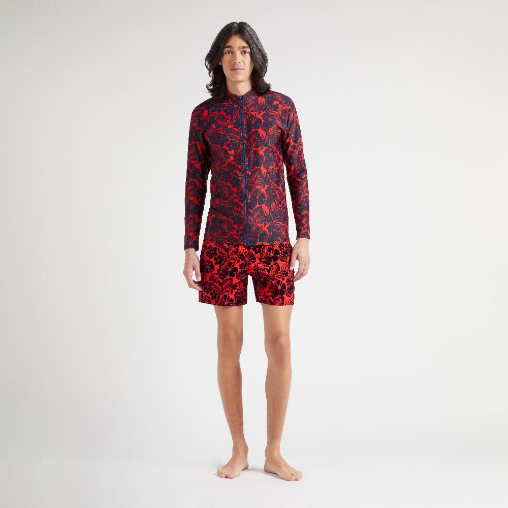 vilebrequin T-shirt anti-UV manches longues à fermeture éclair homme zip Flowers