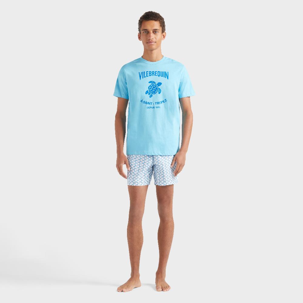 vilebrequin T-shirt contrasté en coton homme logo en gomme