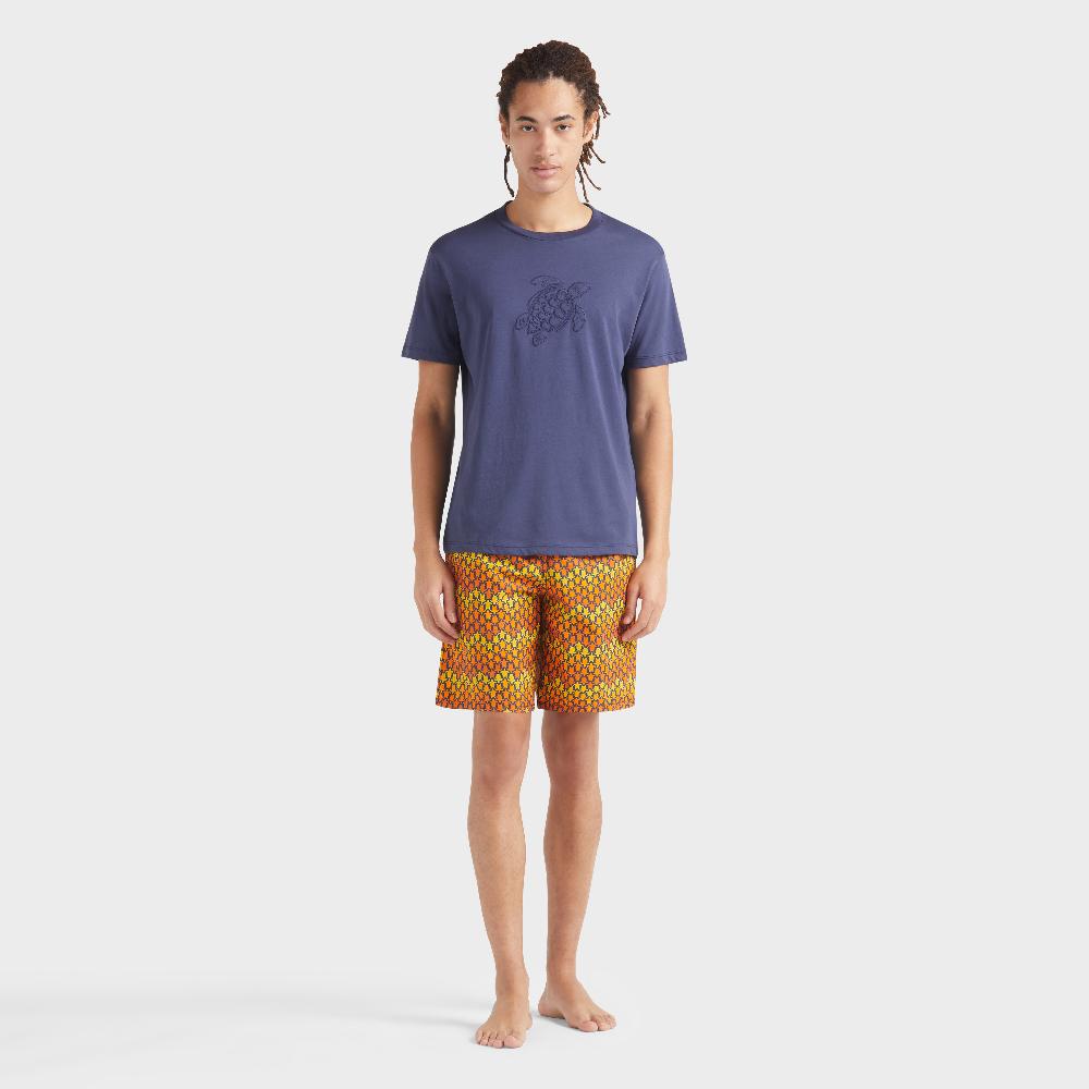 vilebrequin T-shirt en coton homme brodé ton sur ton Turtle