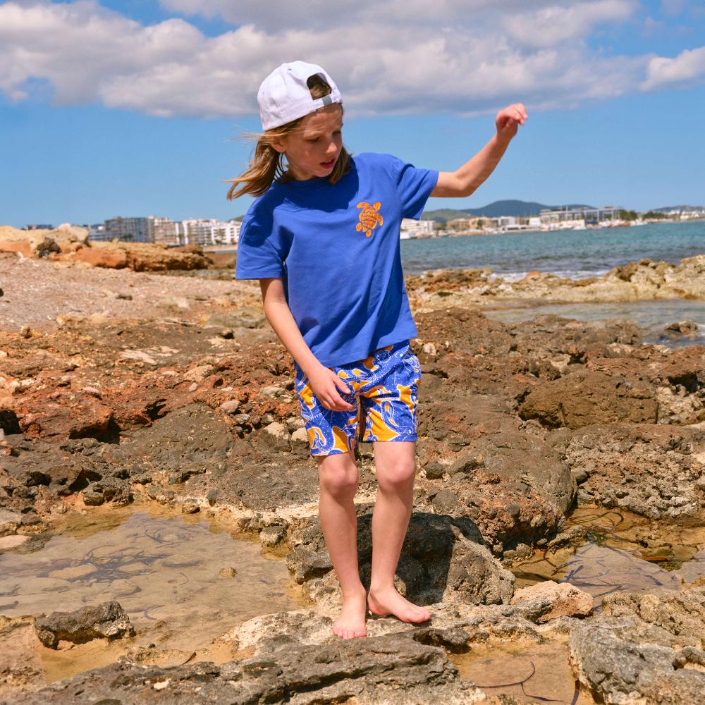 vilebrequin T-shirt en coton organique garçon Tortue brodée