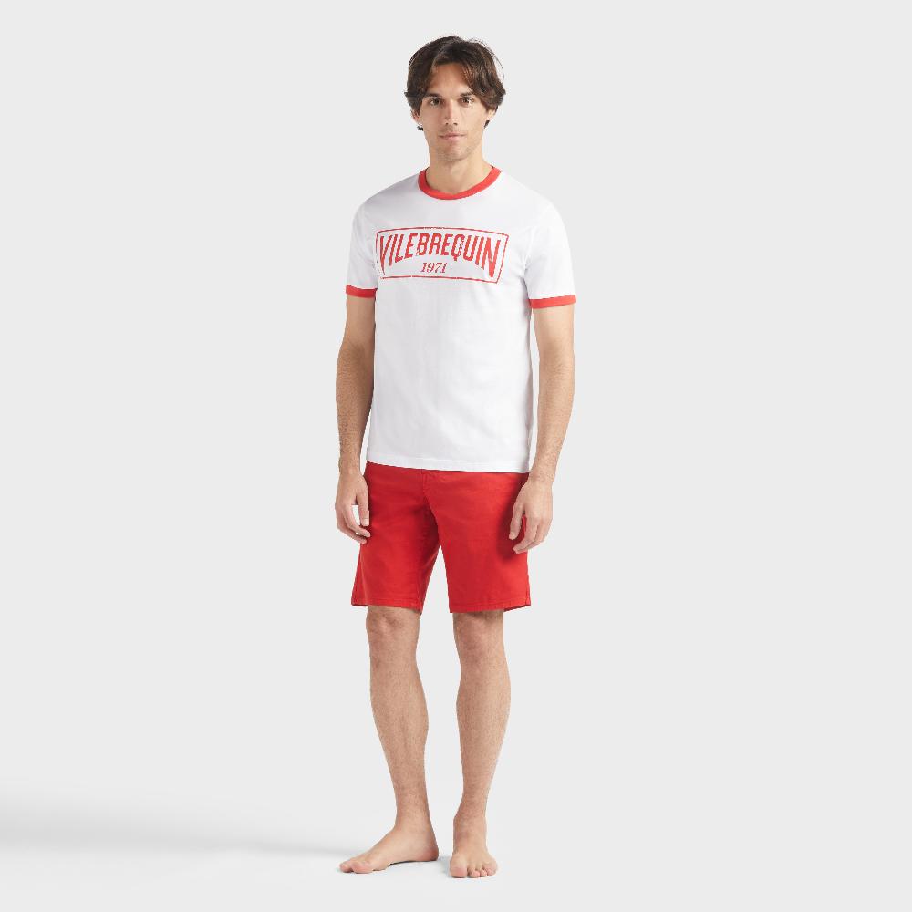 vilebrequin T-shirt en jersey de coton léger logo bicolore homme