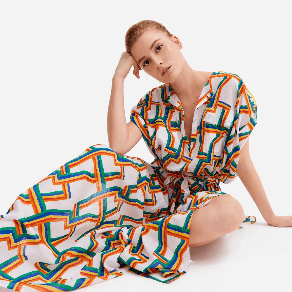 Vilebrequin Tunique Longue Femme En Voile De Coton Africain - Vilebrequin X JCC+ - Edition Limitée