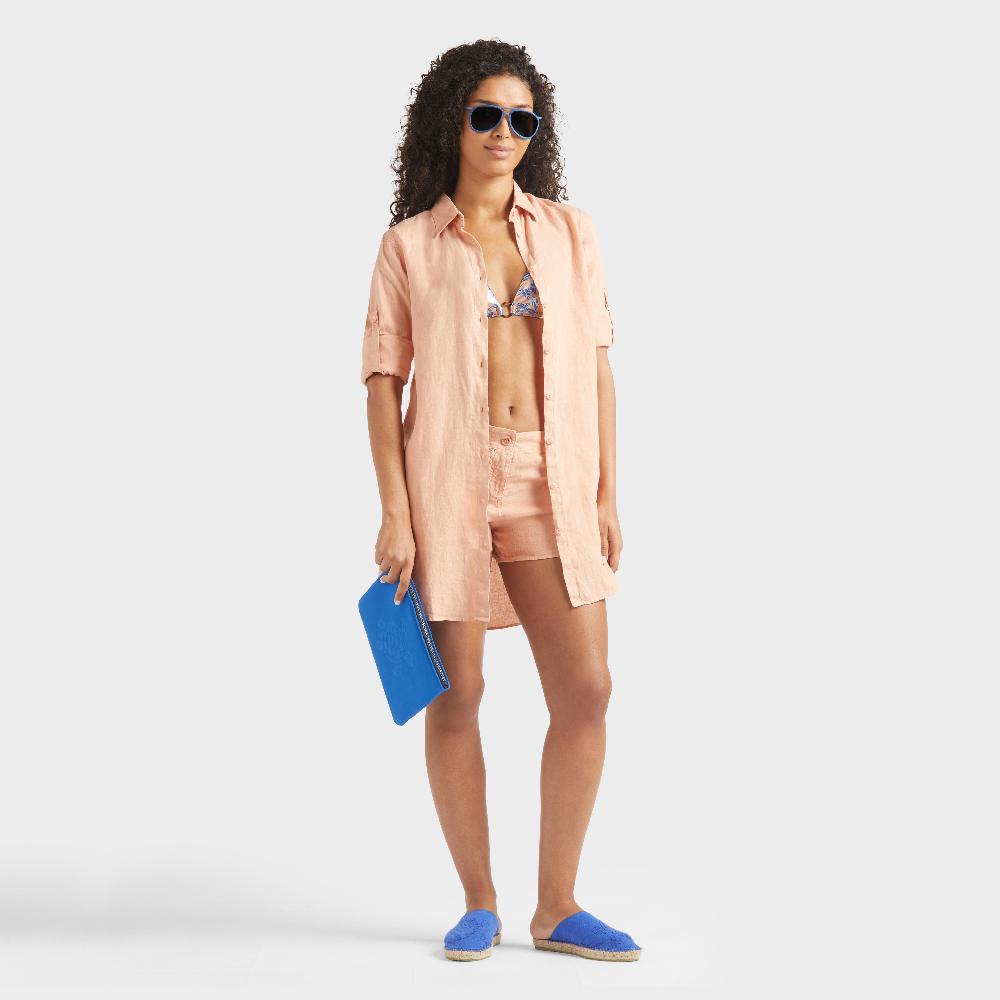 Vilebrequin Bermuda En Lin Uni Femme