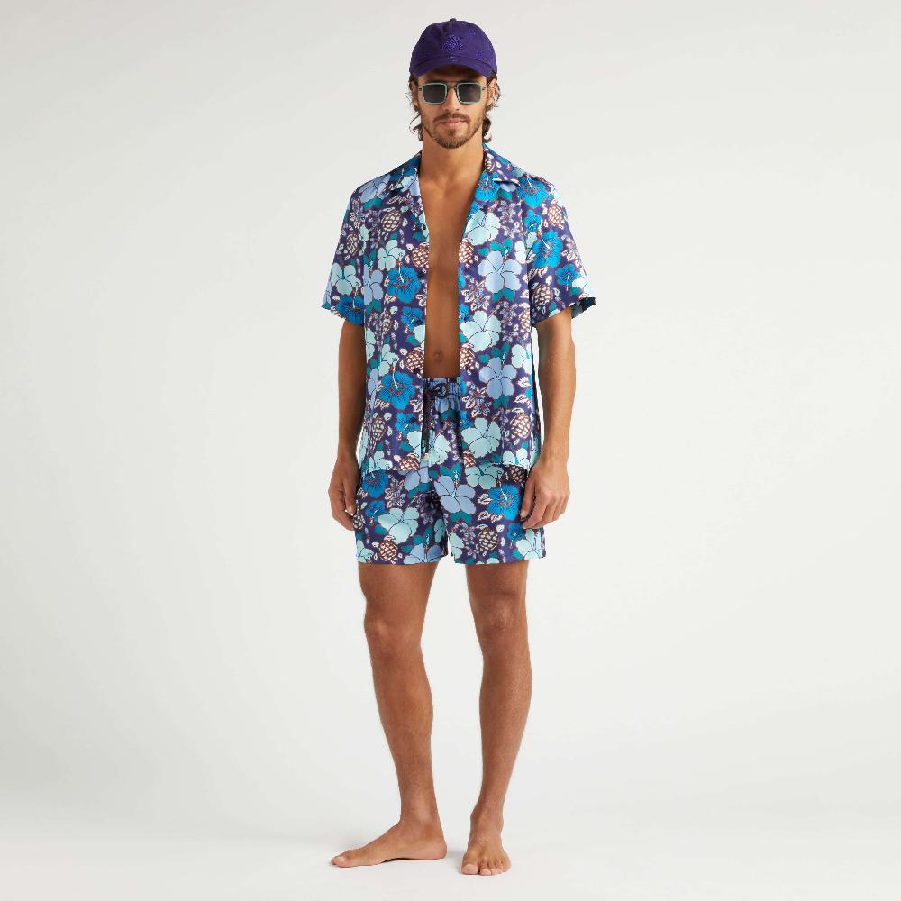 Vilebrequin Bermuda En Soie Homme Tropical Turtles