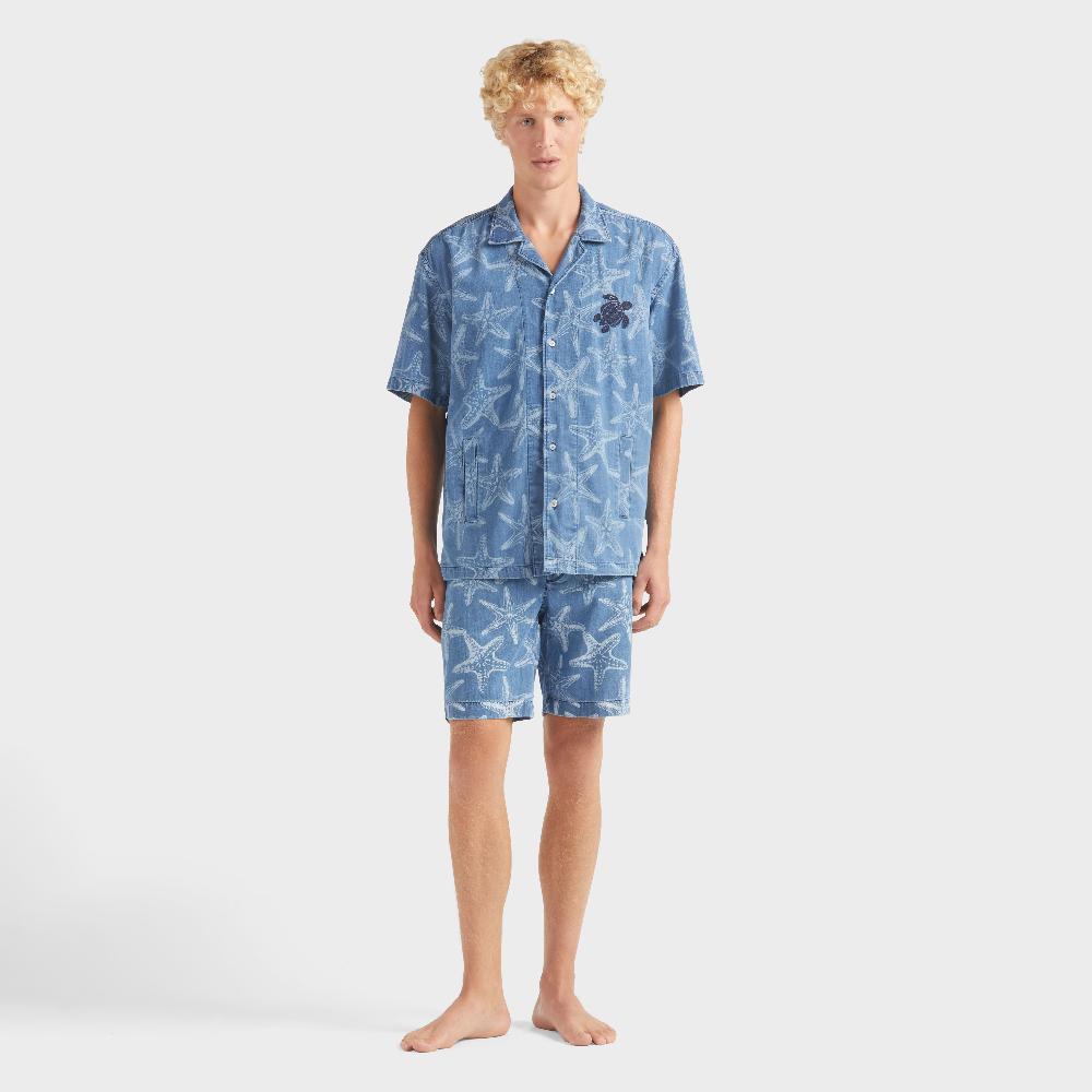 vilebrequin Chemise bowling en jean homme Starfish