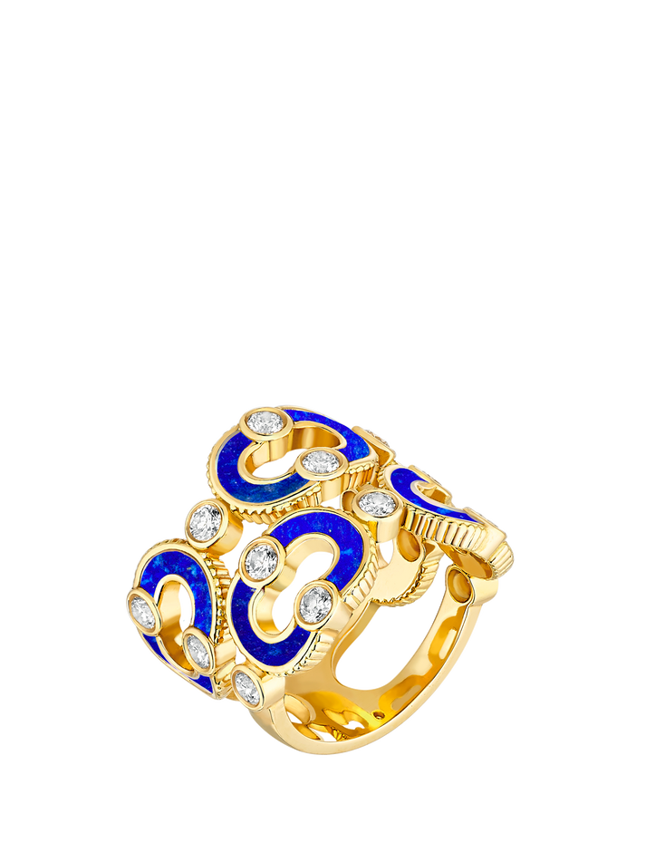 viltier BAGUE MAGNETIC DOUBLE ENCHAÎNÉE LAPIS-LAZULI