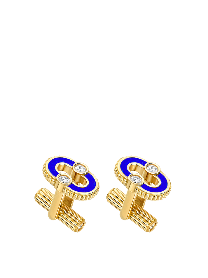 viltier BOUTONS DE MANCHETTE LAPIS-LAZULI ET DIAMANTS