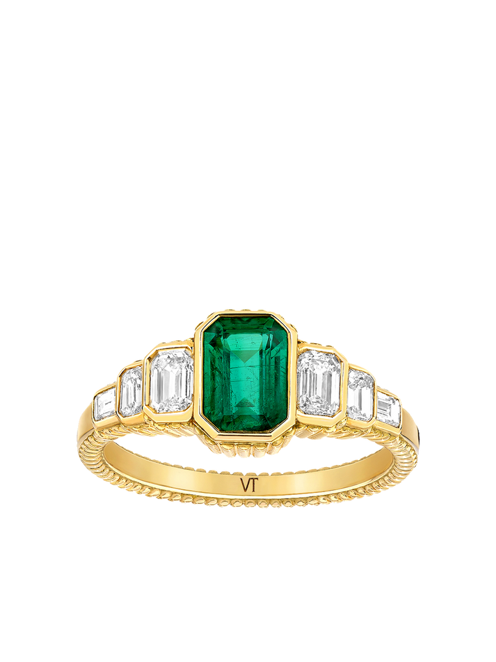 viltier Bague Art Déco Emeraude