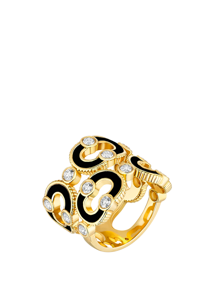 viltier BAGUE MAGNETIC DOUBLE ENCHAÎNÉE ONYX