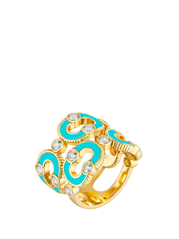 viltier BAGUE MAGNETIC DOUBLE ENCHAÎNÉE TURQUOISE