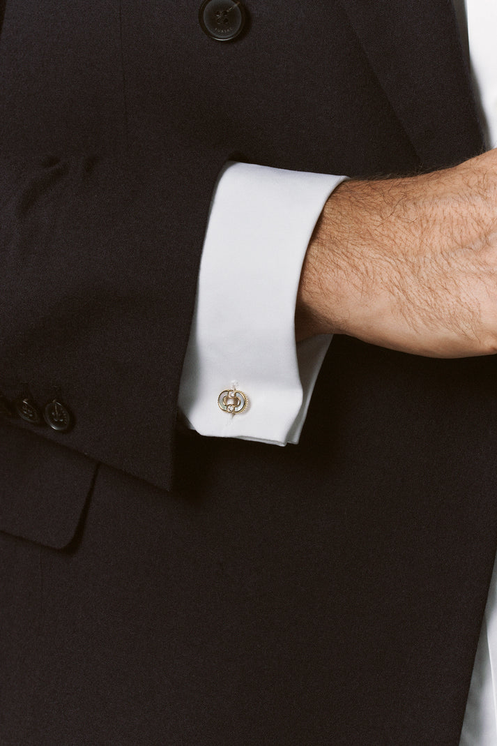 Viltier BOUTONS DE MANCHETTE NACRE ET DIAMANTS