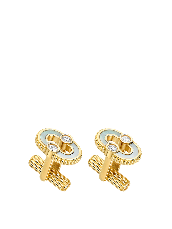 viltier BOUTONS DE MANCHETTE NACRE ET DIAMANTS