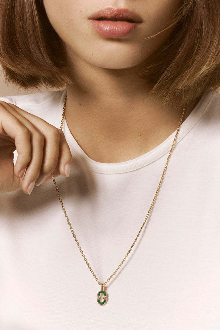 Viltier PENDENTIF MAGNETIC MALACHITE DIAMANTS