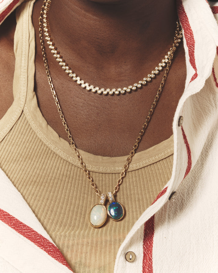 Viltier TALISMAN CABOCHON OPALE BLANCHE