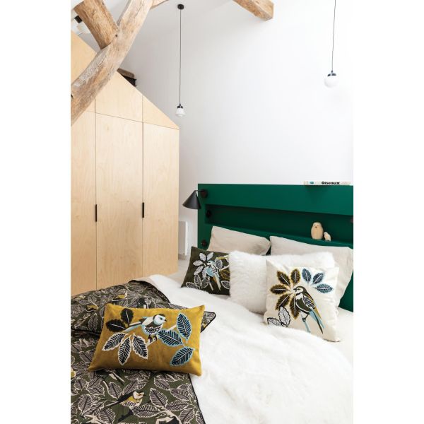 Vivaraise Edredon Zazu Chambray Olive 85 X 200 Chambre