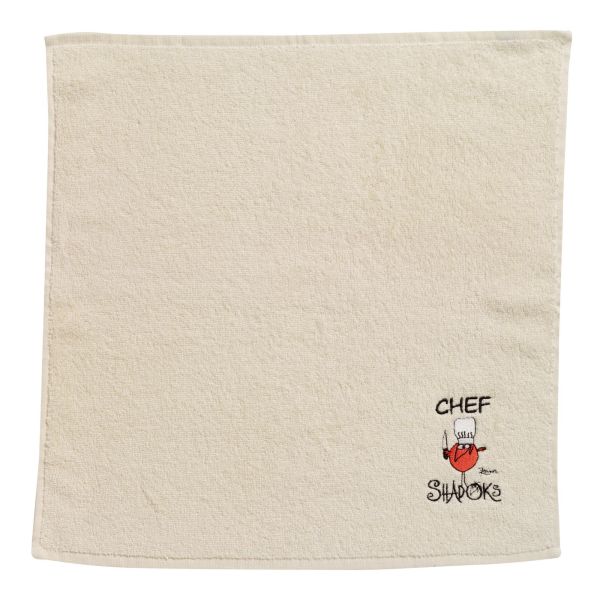 Vivaraise Essuie-mains carré Chef Shadoks Ivoire 50 x 50 Cuisine