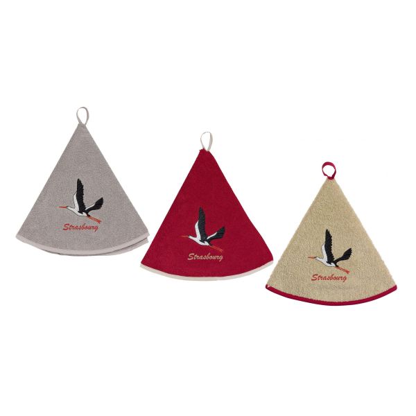 Vivaraise Essuie-mains rond Cigogne Envol Strasbourg diamètre 60 cm Cuisine