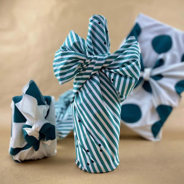 Vivaraise Furoshiki No Waste Rayures Peacock 70 X 70 Déco