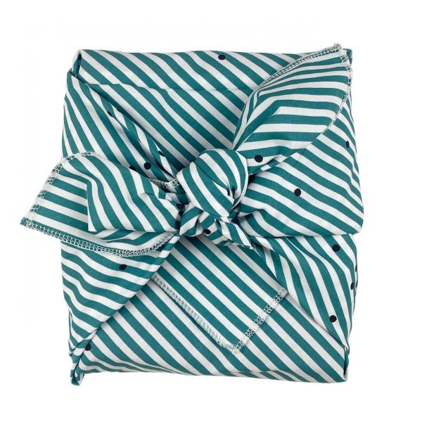 Vivaraise Furoshiki No waste rayures Peacock 70 x 70 Déco