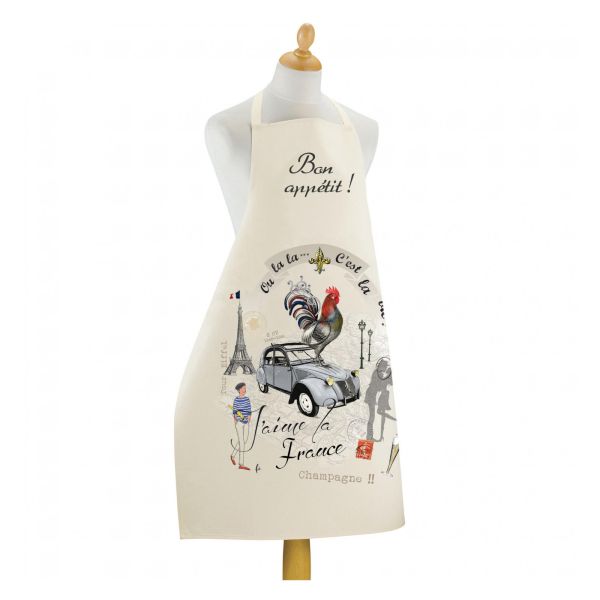 Vivaraise Grand tablier de cuisine France Panorama Ecru 72 x 96 Fabriqué en France