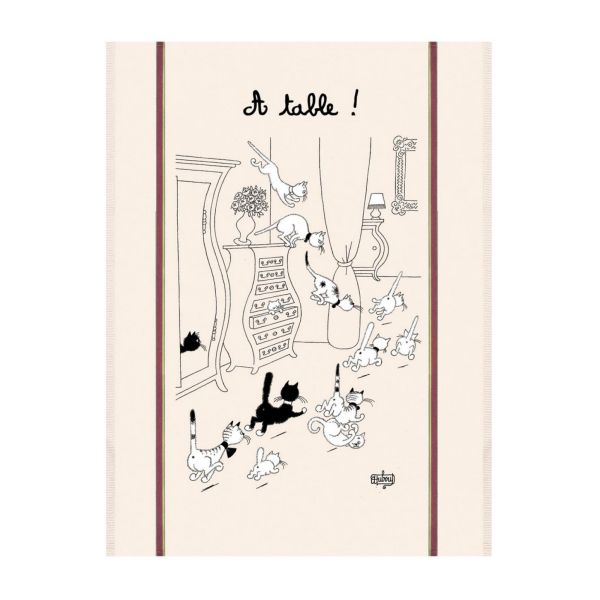 Vivaraise Grand Torchon Dubout Retour Des Courses Ecru 60 X 80 Fabriqué en France