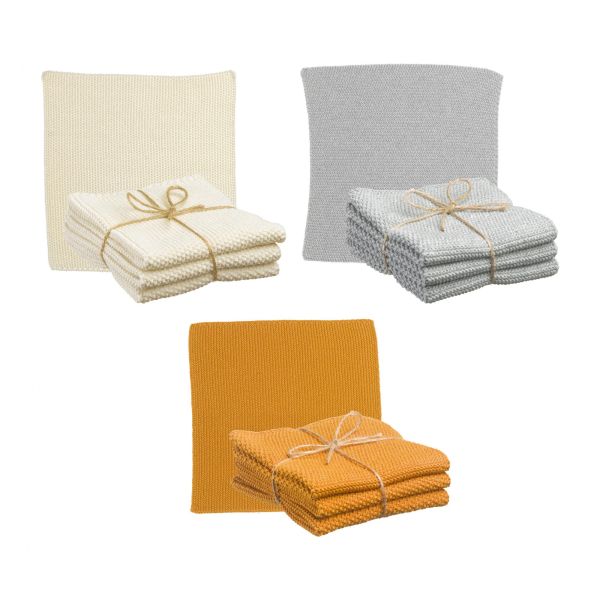 Vivaraise Lot de 3 essuie-mains tricotés Izan recyclés 25 x 25 Cuisine