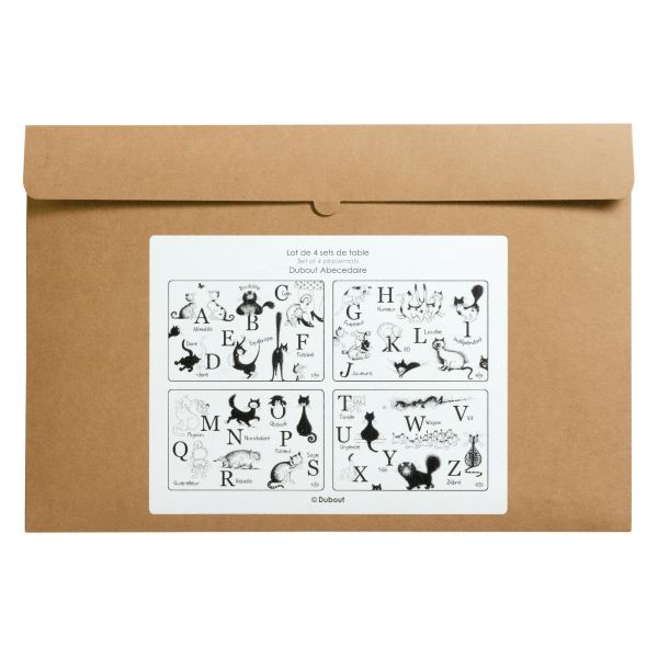 Vivaraise Lot De 4 Sets De Table Dubout Abécédaire Noir/blanc 30 X 45 Table