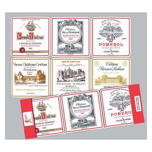 Vivaraise Lot de 6 sous-verres Bordeaux 10 x 10 Table