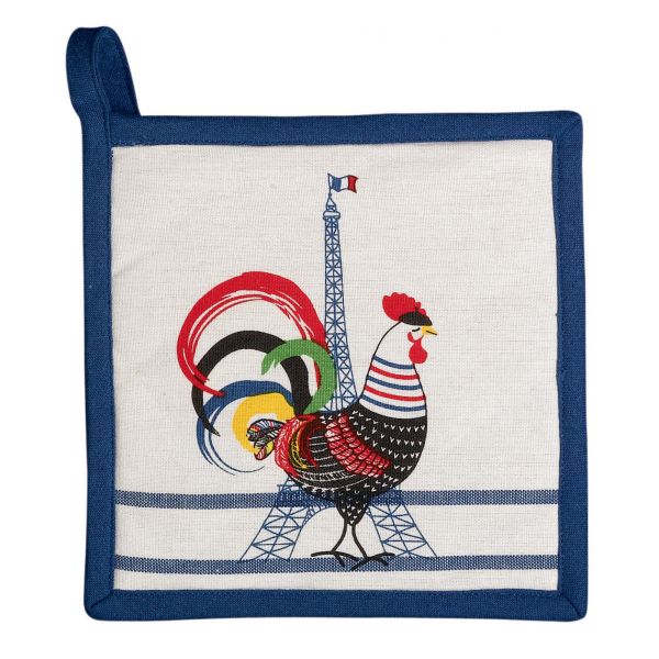 Vivaraise Manique recyclé French Cocorico Ecru/bleu 20 x 20 Cuisine