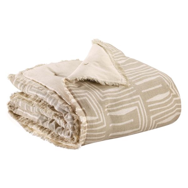 Vivaraise Plaid imprimé Tina Naturel 135 x 200 Déco