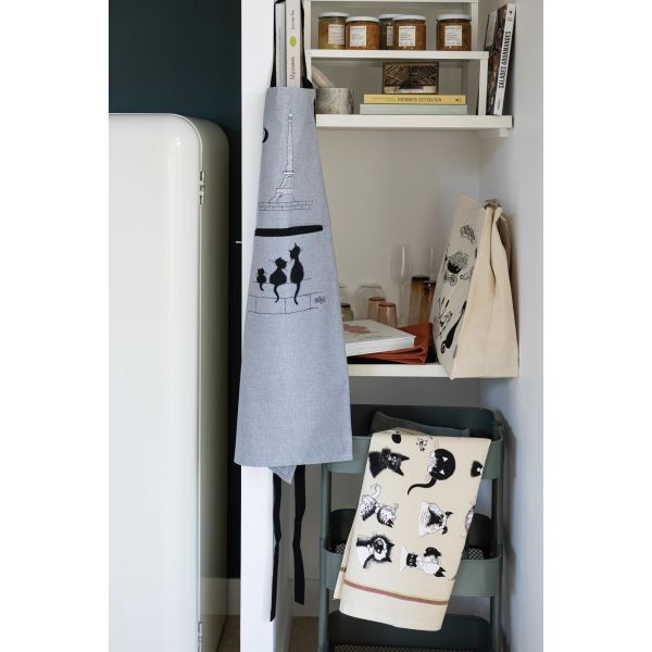 Vivaraise Tablier De Cuisine Dubout Chats Eiffel Gris 72 X 85 Cuisine