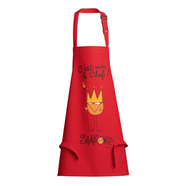Vivaraise Tablier de cuisine enfant Shadok Roi Chef Rouge 52 x 63 Cuisine