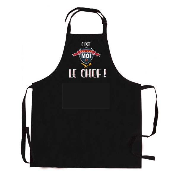 Vivaraise Tablier de cuisine Le chef recyclé Noir 72 x 90 Cuisine