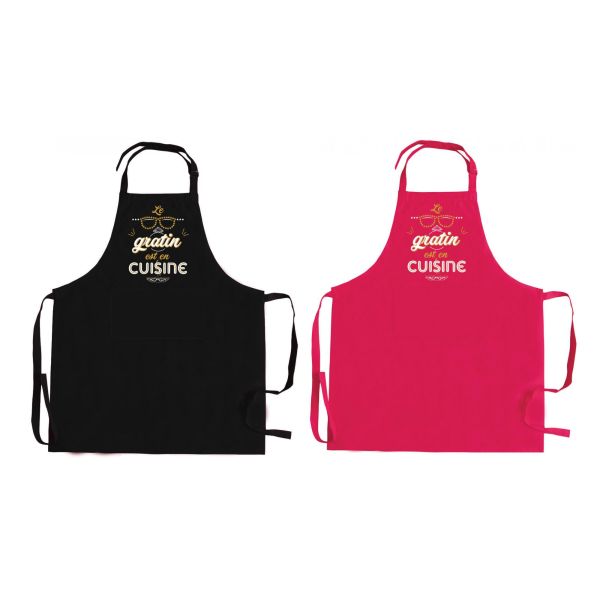 Vivaraise Tablier de cuisine Peps recylé Le gratin avec poche 90 x 72 Cuisine
