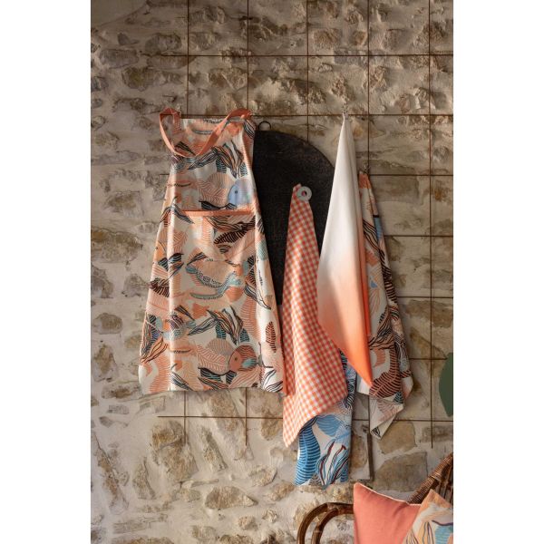 Vivaraise Tablier De Cuisine Recyclé Dori Avec Poche Pêche 72 X 85 Cuisine