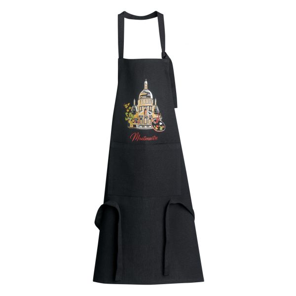 Vivaraise Tablier De Cuisine Recyclé Montmartre Avec Poche Noir 85 X 72 Cuisine