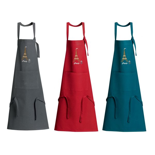 Vivaraise Tablier de cuisine recyclé Tour Eiffel avec poche 85 x 72 Cuisine