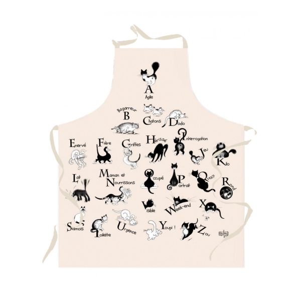 Vivaraise Tablier Dubout Abécédaire Ecru 72 x 85 Fabriqué en France