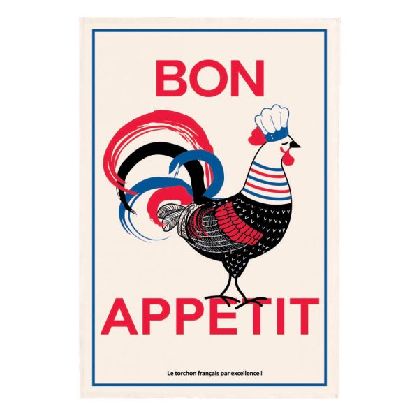 Vivaraise Torchon Bon appétit Ecru 48 x 72 Fabriqué en France