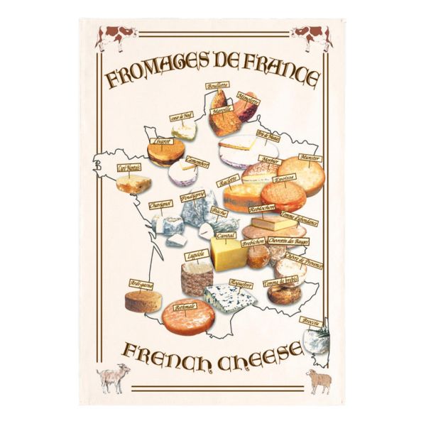 Vivaraise Torchon Carte Fromages Ecru 72 X 48 Fabriqué en France