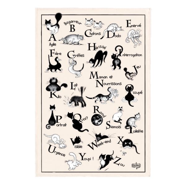 Vivaraise Torchon Dubout Abécédaire Ecru 48 X 72 Fabriqué en France